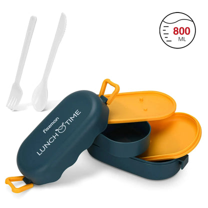 Lonchera Tupper Doble 800ml 19x9x8.7cm Azul Fissman2#undefined