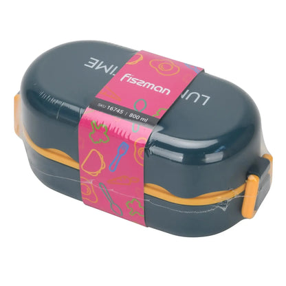 Lonchera Tupper Doble 800ml 19x9x8.7cm Azul Fissman7#undefined