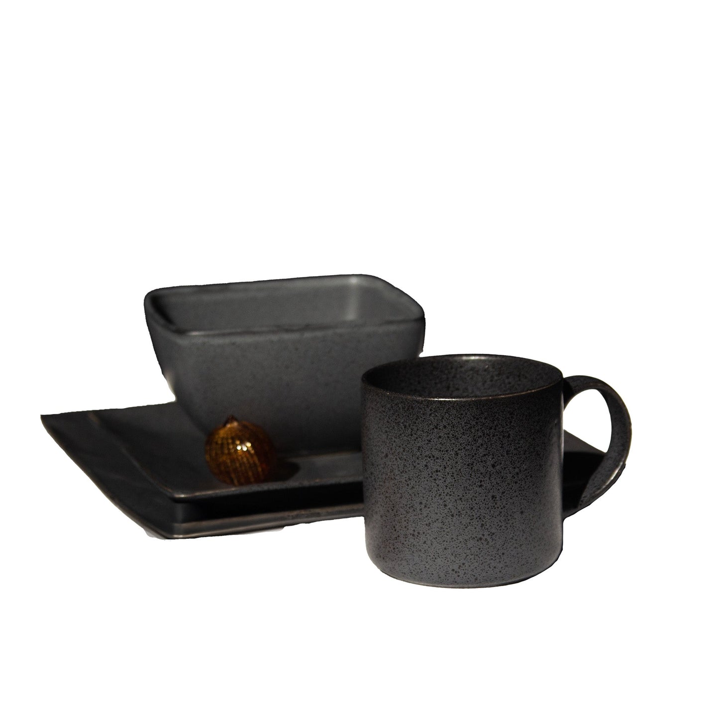 Juego de Loza Manchester 16 Pzs Vajilla Cerámica Decoexpress3#Negro