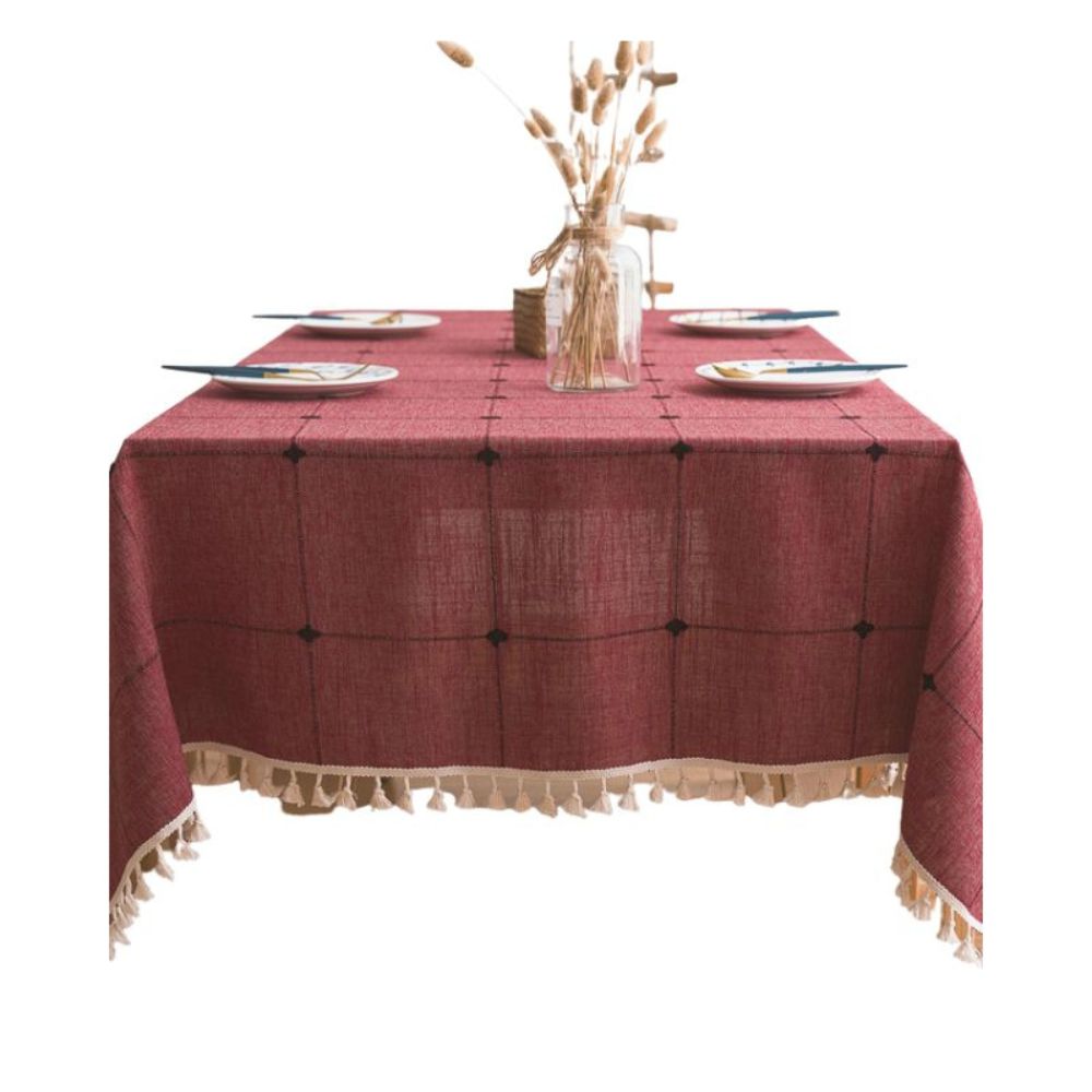 Mantel Rectangular Bordado Pascuala 140 cm x 200 cm Bohemik8#Burdeo