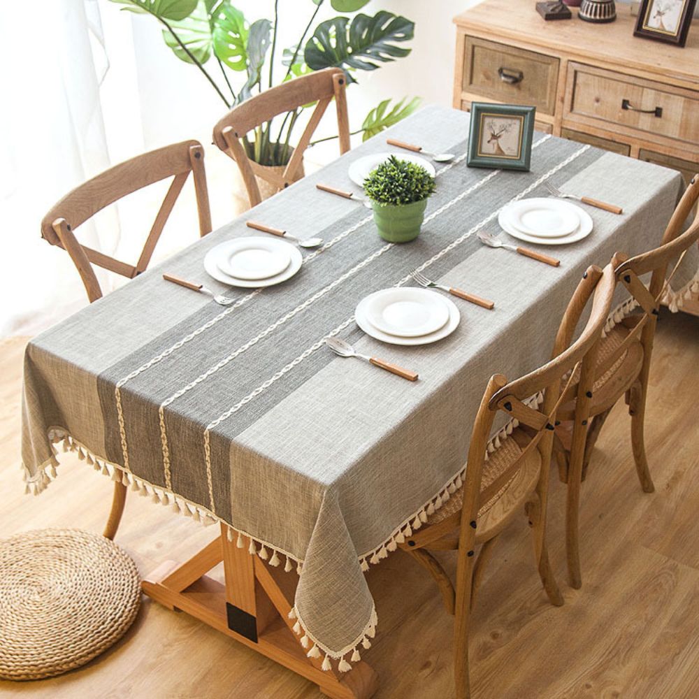 Mantel Rectangular Bordado Paz 140 cm x 200 cm Bohemik2#Gris|blanco