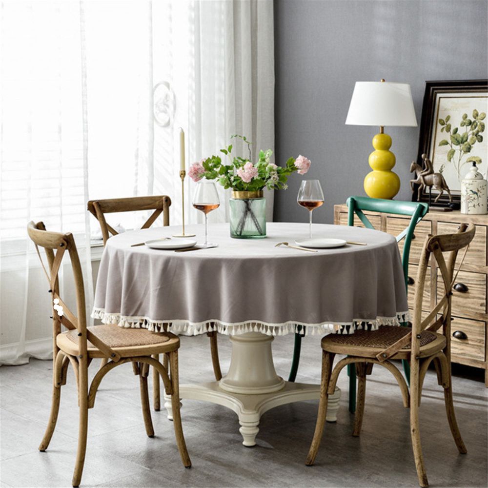 Mantel Redondo Gris 220 cm Bohemik3#Gris