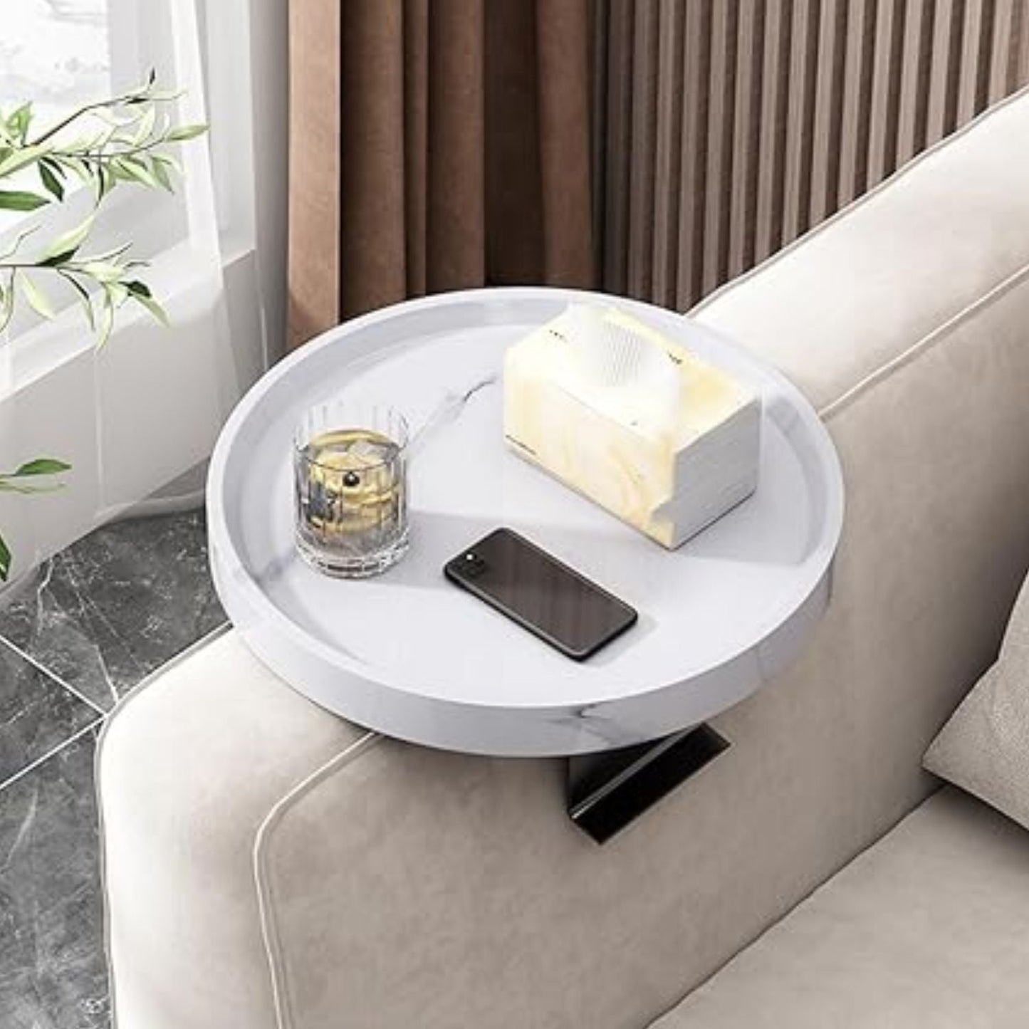 Bandeja Sofá Estilo Mármol Santú Home & Deco2#Blanco