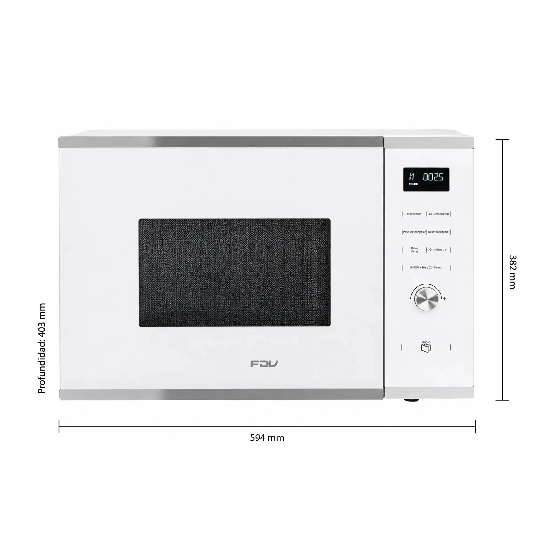 Microondas White Pro 25 Lts FDV-Microondas Empotrados