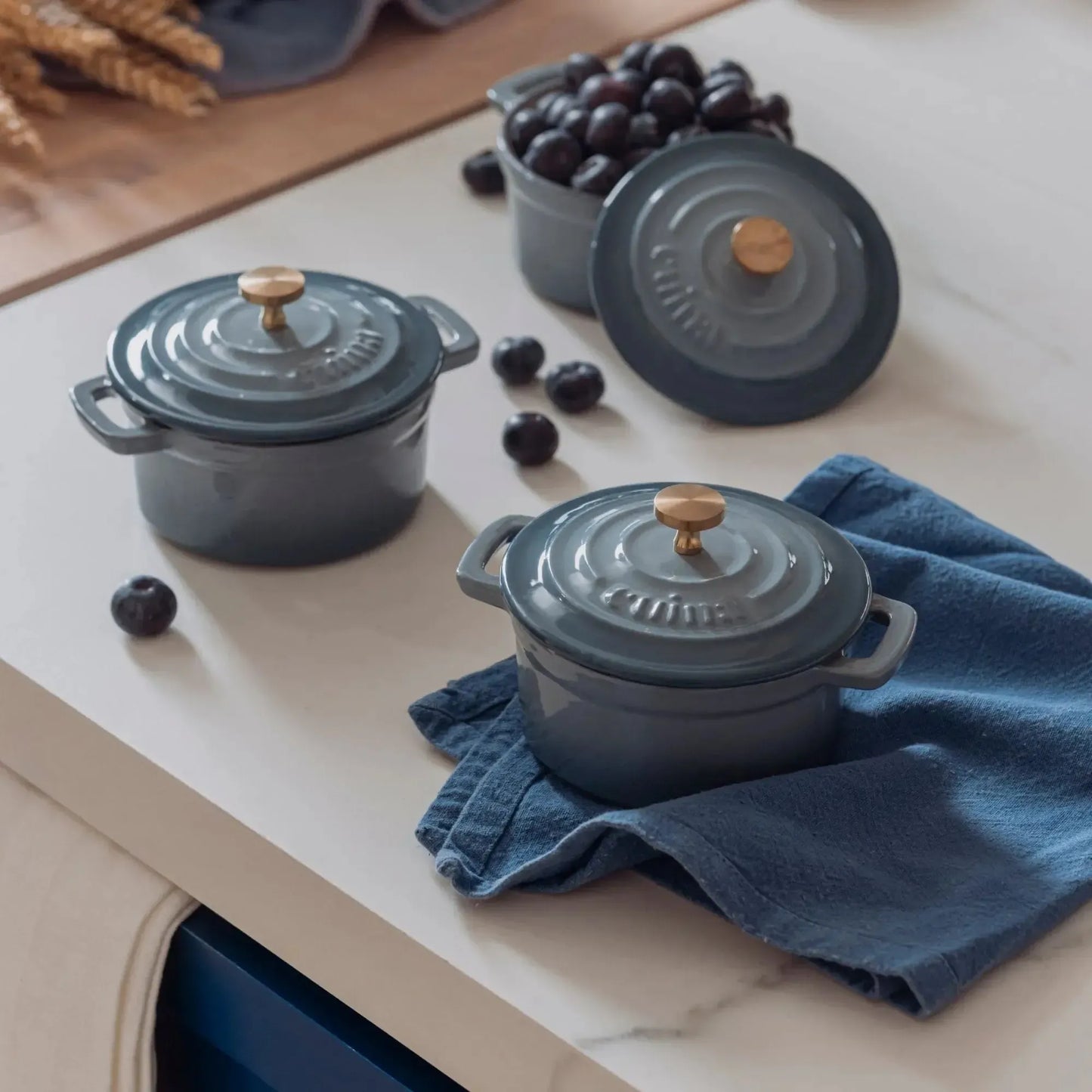 Mini Cocotte Hierro Fundido 10 cm Blue Salt Cuina1#Azul