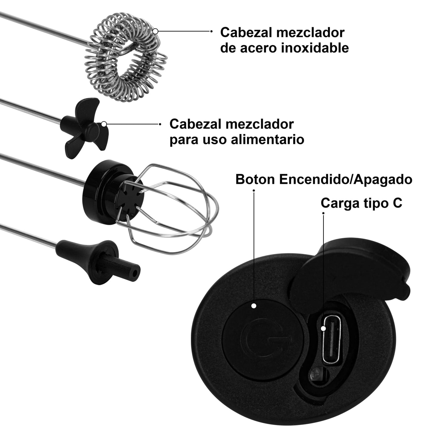 Mini Espumador Batidor Negro Portátil USB Fissman-Espumadores de Leche