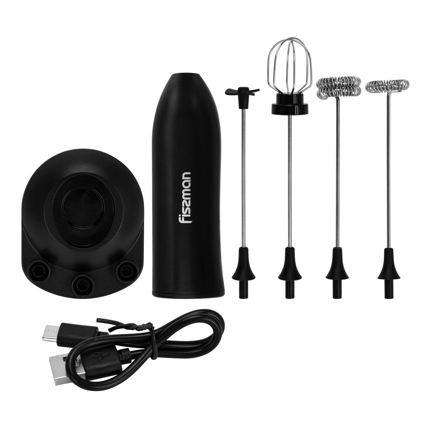 Mini Espumador Batidor Negro Portátil USB Fissman-Espumadores de Leche