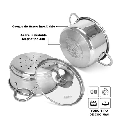 Mini Vaporera Bambino 1.1 litros de Acero Inoxidable con fondo de inducción6#Plata