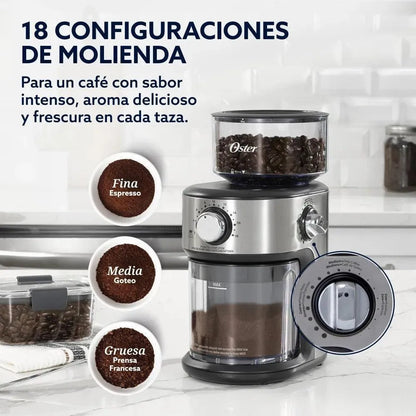 Molinillo Café Automático De Muelas 18 Configuraciones Oster-Molinillos de Café