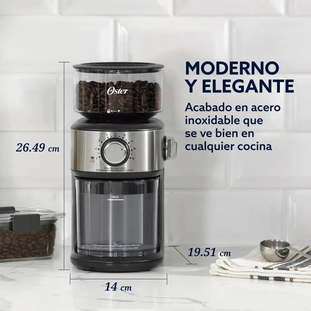 Molinillo Café Automático De Muelas 18 Configuraciones Oster-Molinillos de Café
