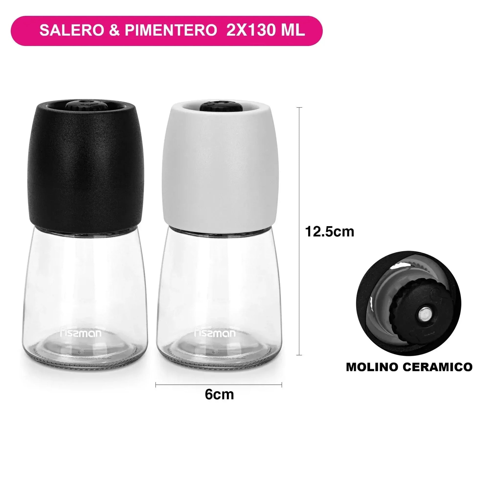 Molinillo Ceramico Sal y Pimienta Set 2x130 ml Fissman4#undefined