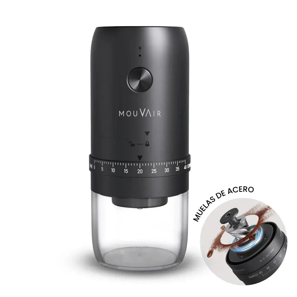 Molinillo de Café Eléctrico Ajustable Versión Pro Mouvair4#Negro