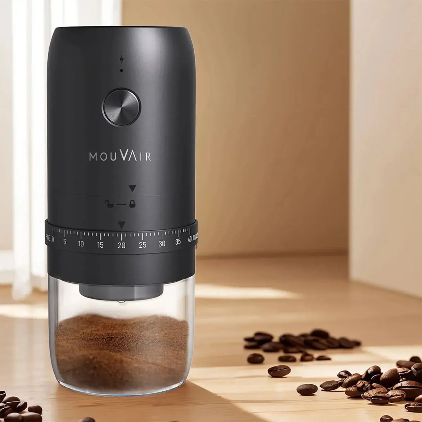 Molinillo de Café Eléctrico Ajustable Versión Pro Mouvair1#Negro
