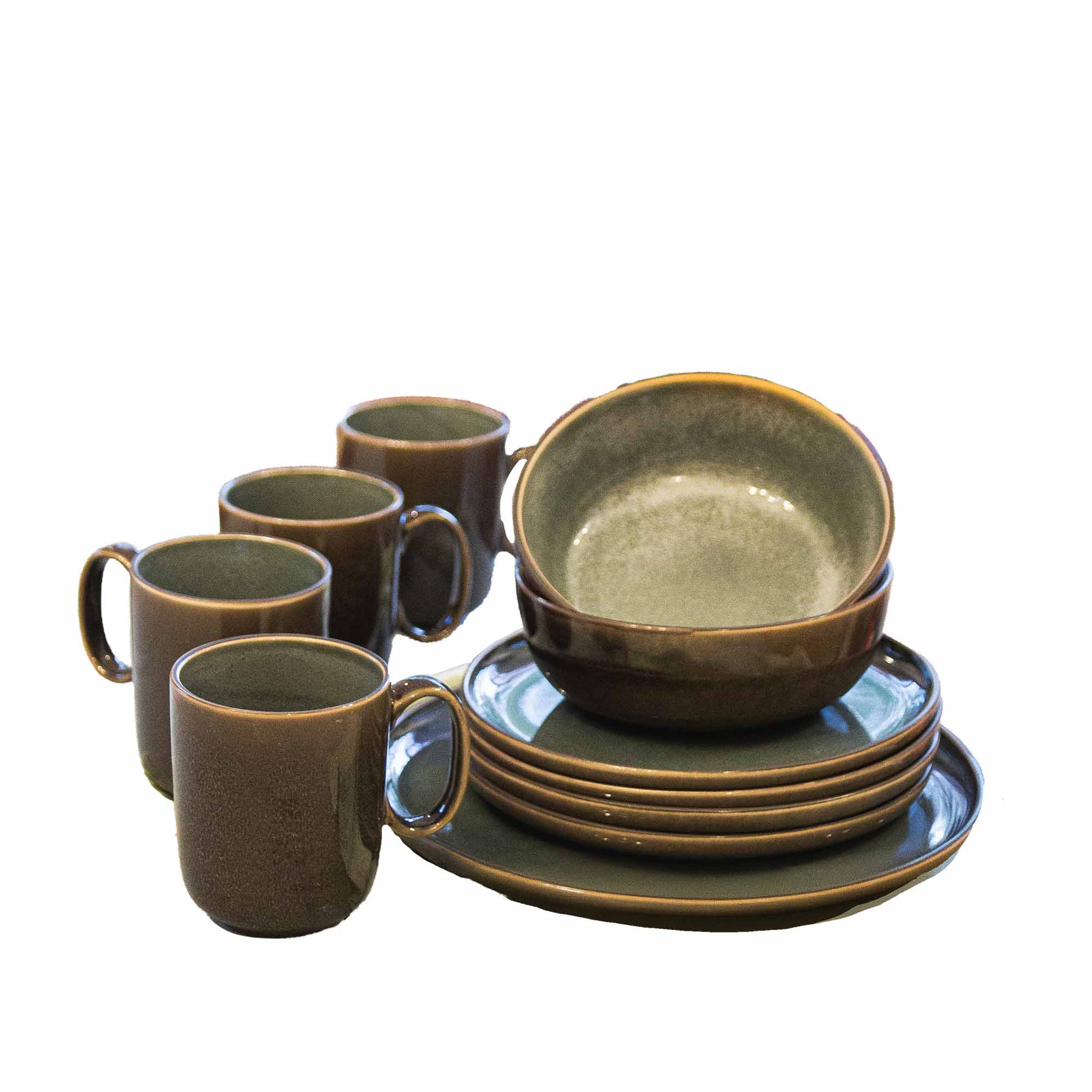 Juego de Loza Moscú 16 Pzs Vajilla Cerámica Decoexpress6#Verde