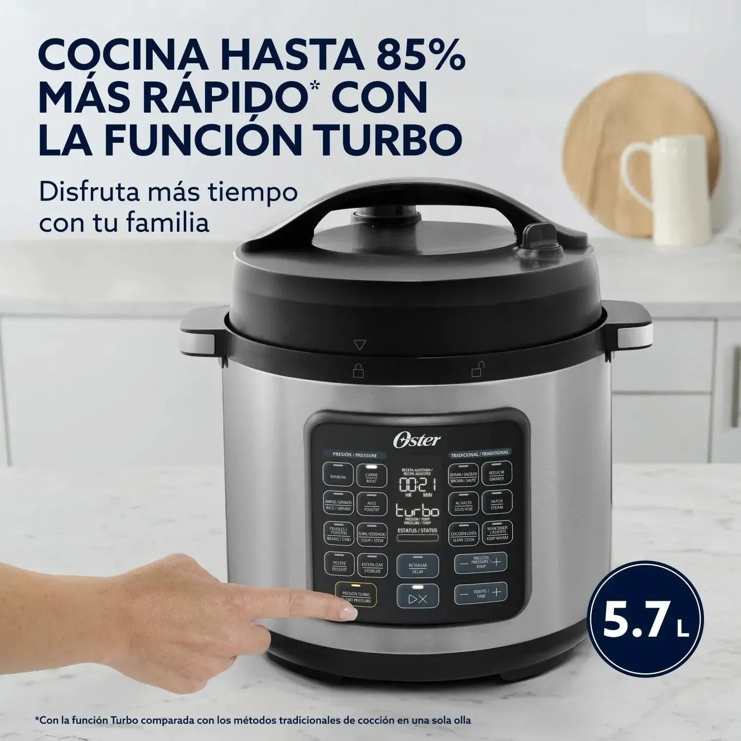 Multiolla Turbo 5.7 Lt DiamondForce 14 Funciones CKSTPCECT57DF Oster-Ollas Eléctricas a Presión