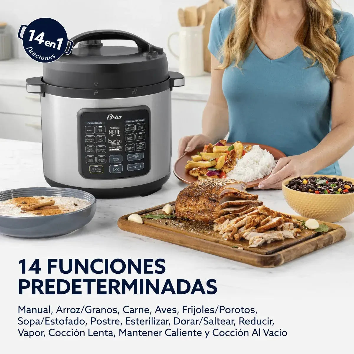 Multiolla Turbo 5.7 Lt DiamondForce 14 Funciones CKSTPCECT57DF Oster-Ollas Eléctricas a Presión