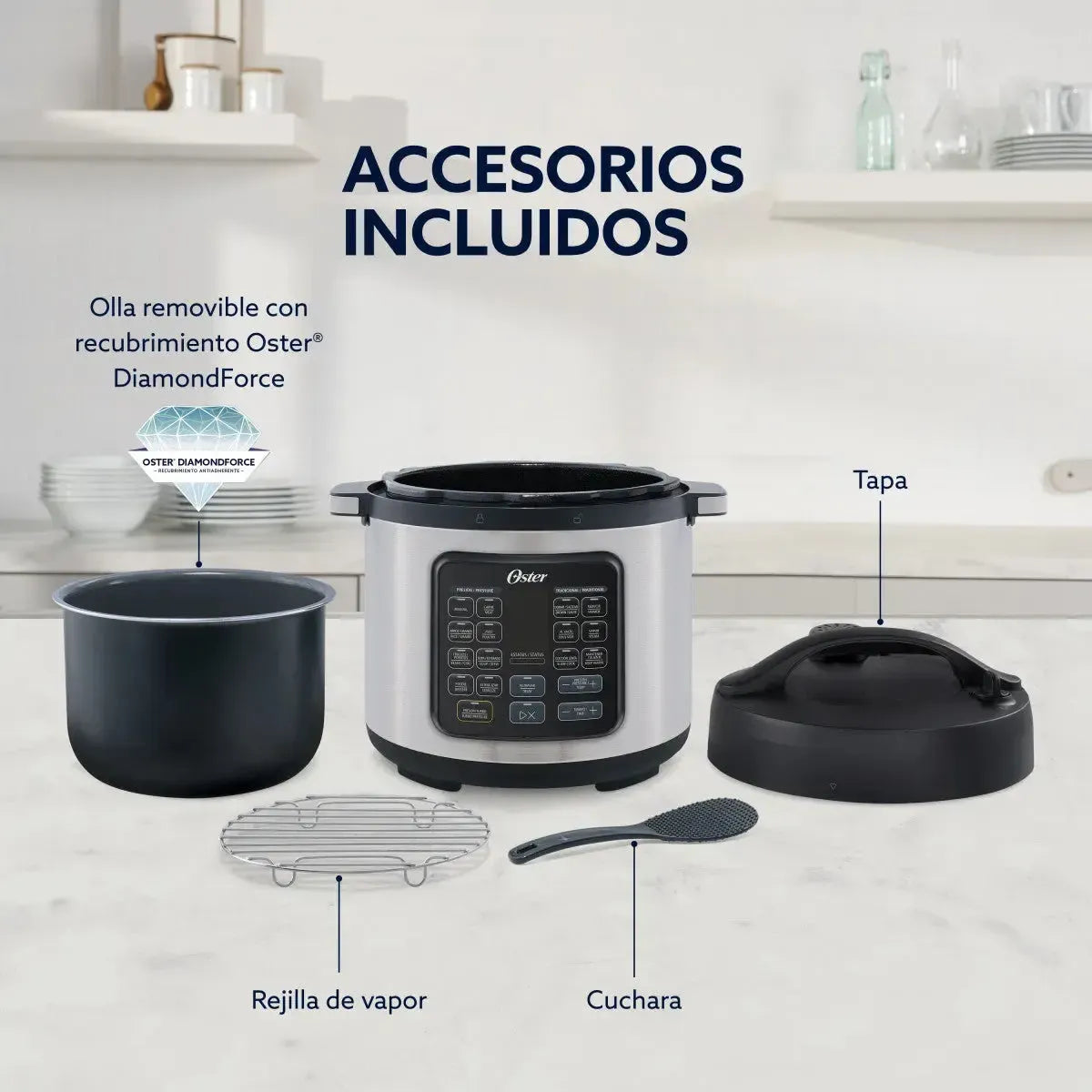 Multiolla Turbo 5.7 Lt DiamondForce 14 Funciones CKSTPCECT57DF Oster-Ollas Eléctricas a Presión