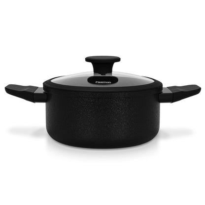 Olla Adelina Con Tapa De Cristal 2.8 Lts Fissman2#Negro