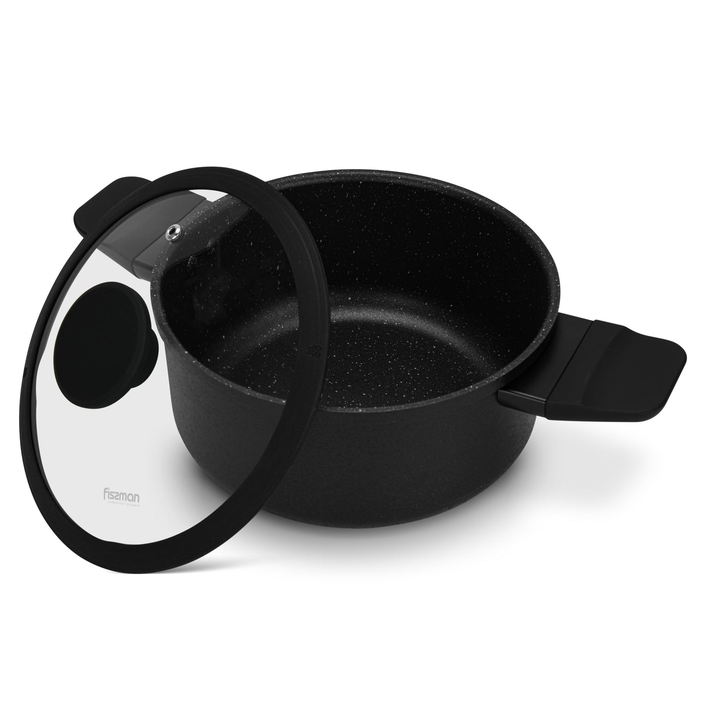Olla Adelina Con Tapa De Cristal 2.8 Lts Fissman4#Negro