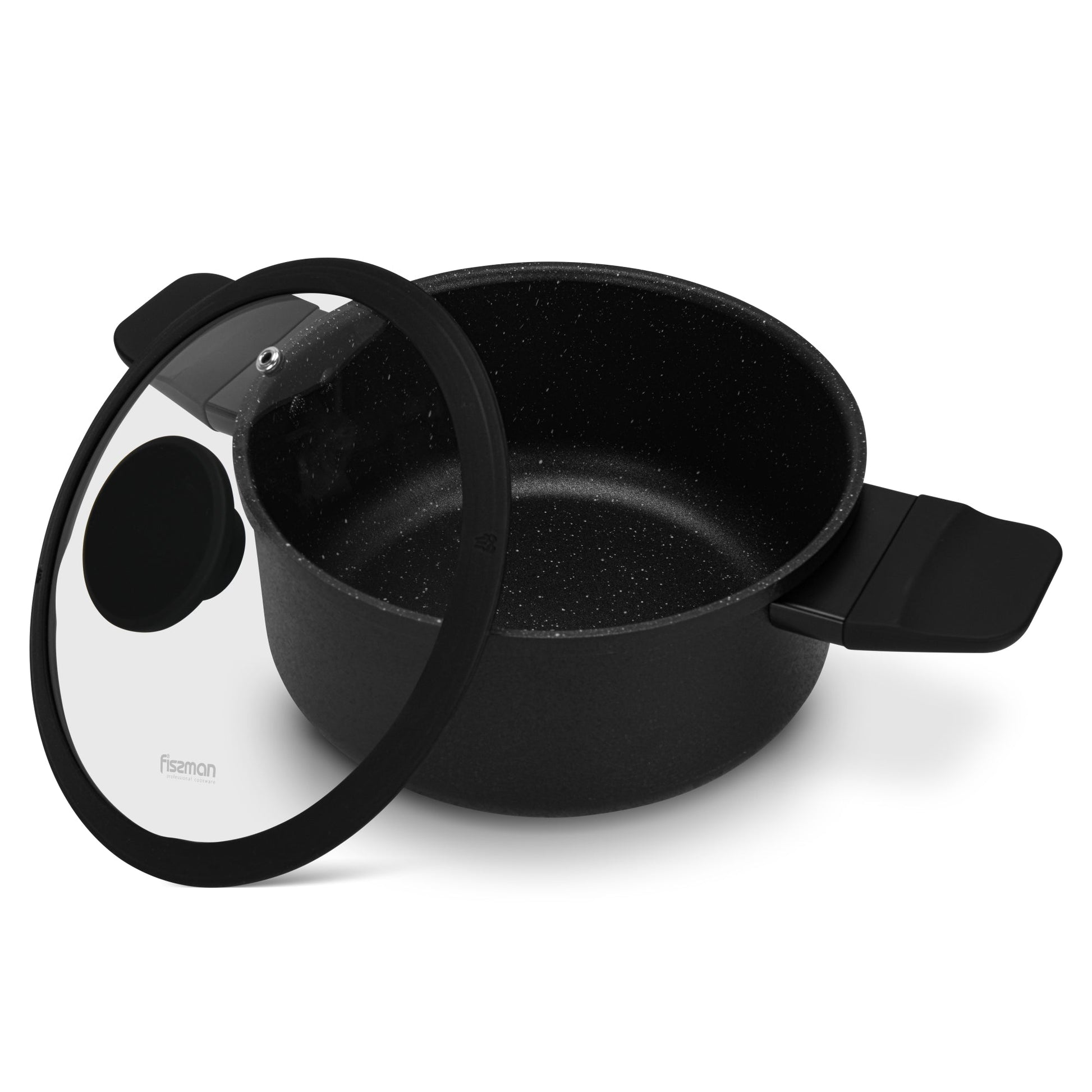 Olla Adelina Con Tapa De Cristal 2.8 Lts Fissman4#Negro