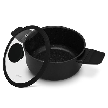 Olla Adelina Con Tapa De Cristal 2.8 Lts Fissman4#Negro