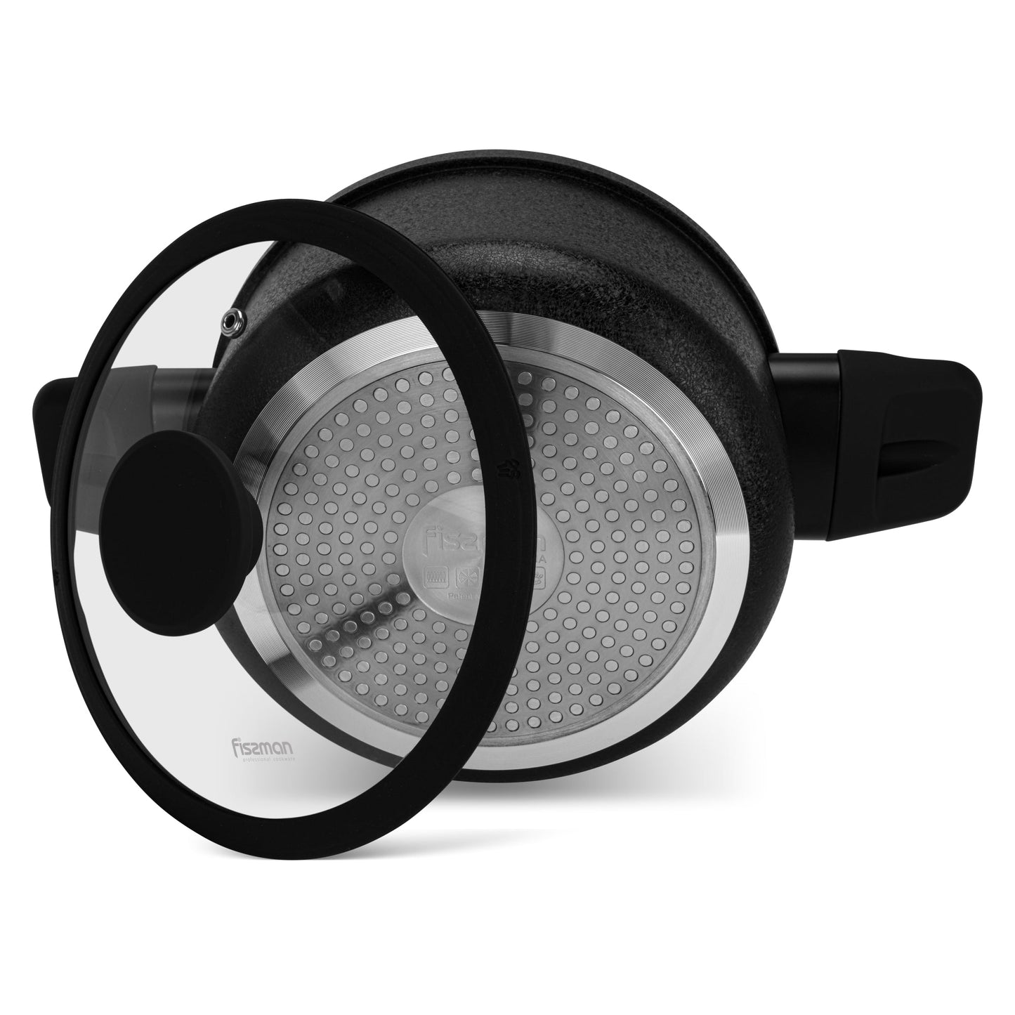 Olla Adelina Con Tapa De Cristal 2.8 Lts Fissman7#Negro