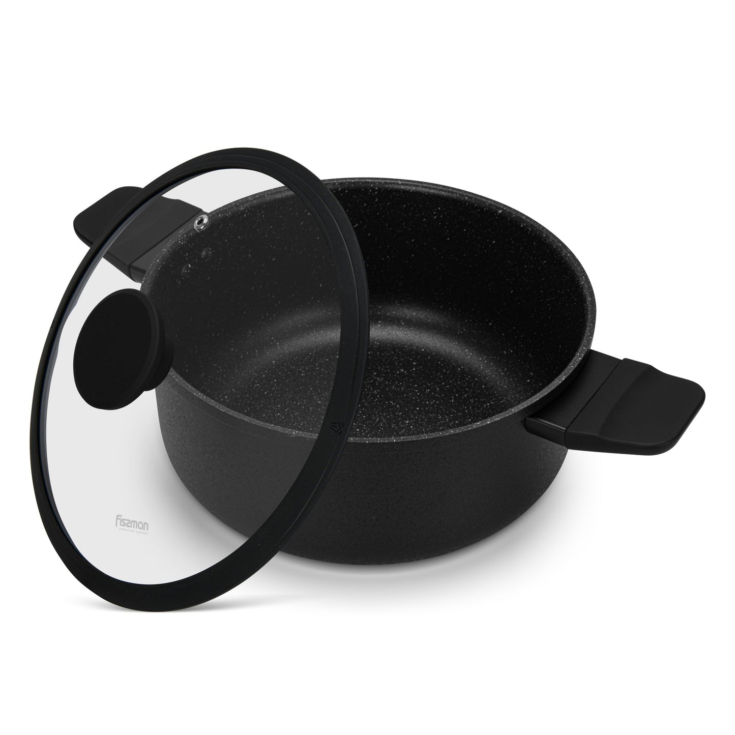 Olla Adelina Con Tapa De Cristal 4.58 Lts Fissman4#Negro
