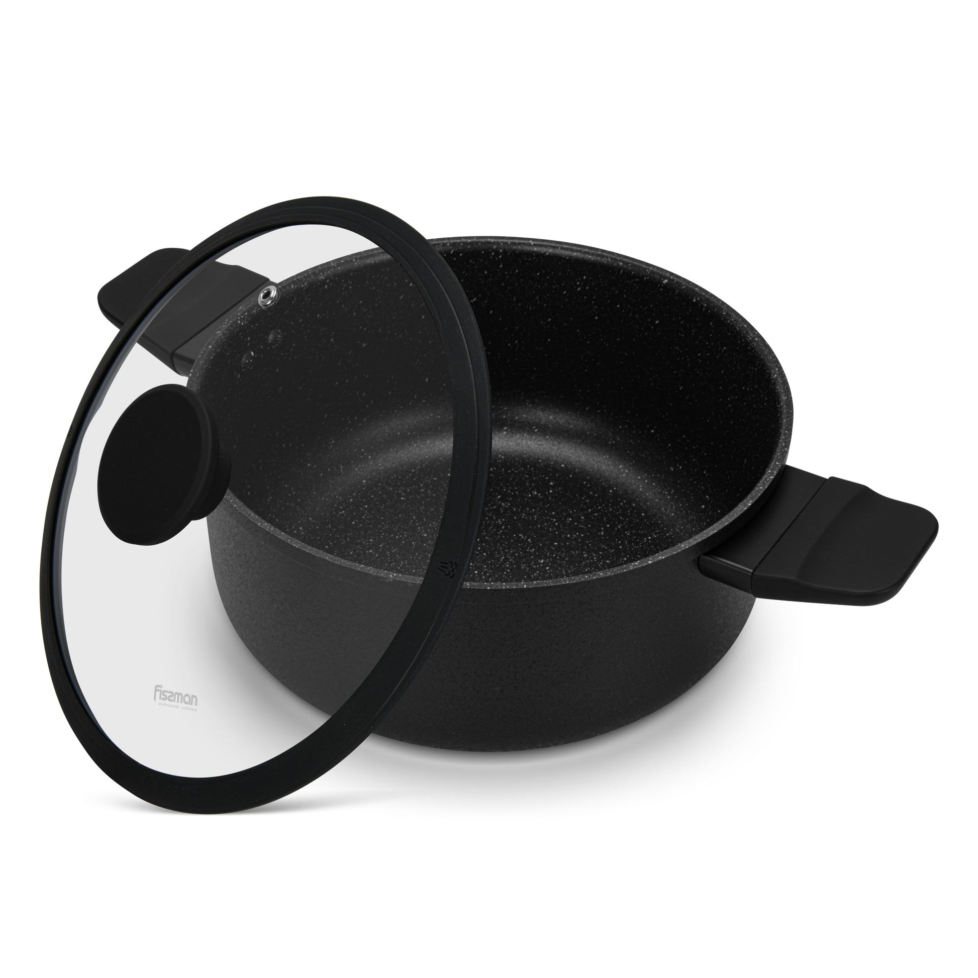 Olla Adelina Con Tapa De Cristal 4.58 Lts Fissman4#Negro