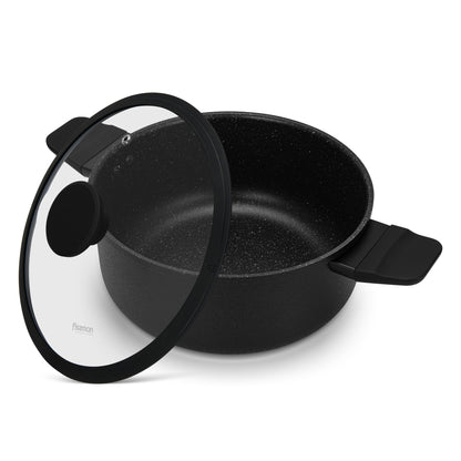 Olla Adelina Con Tapa De Cristal 4.58 Lts Fissman4#Negro