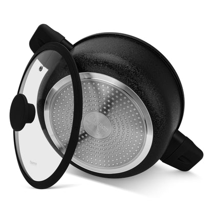 Olla Adelina Con Tapa De Cristal 4.58 Lts Fissman8#Negro