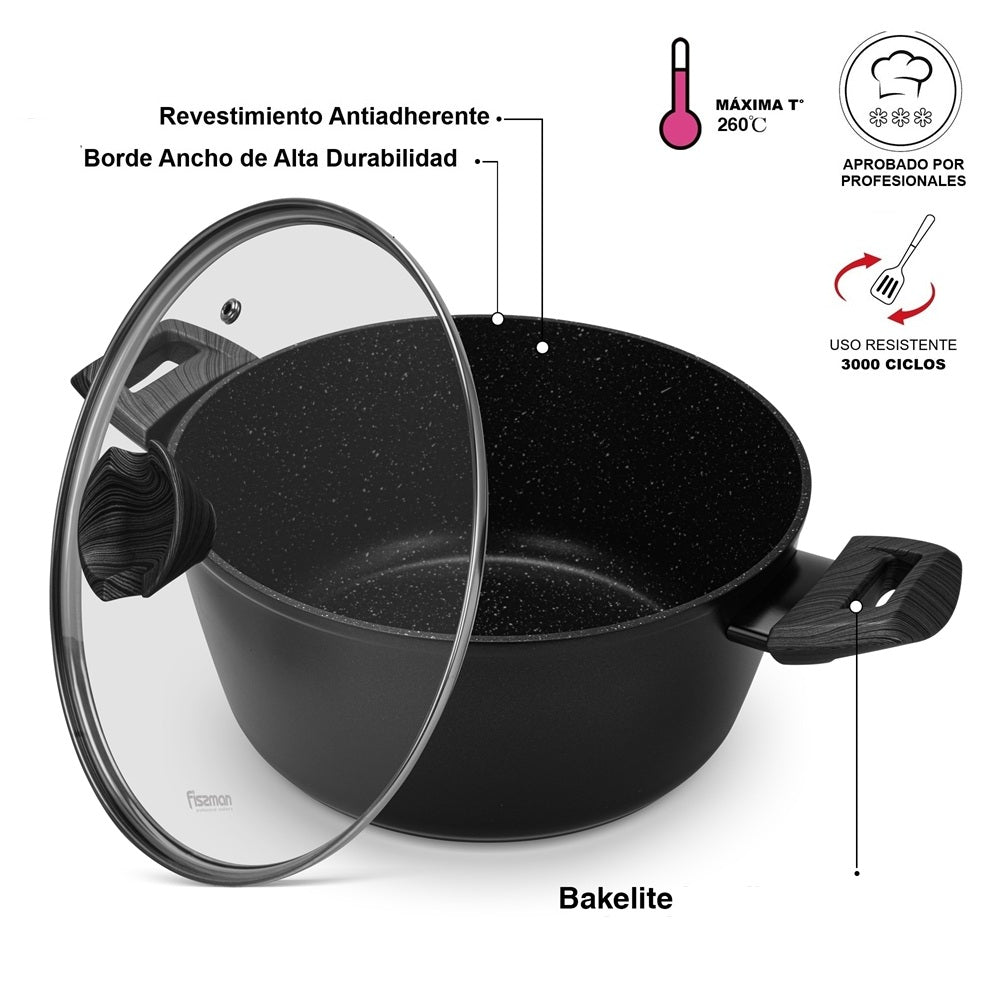 Olla Antiadherente Angela Tapa De Cristal 2.5 litros Fissman-Ollas