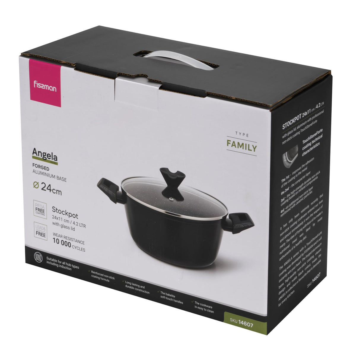 Olla Antiadherente Angela Tapa De Cristal 2.5 litros Fissman-Ollas