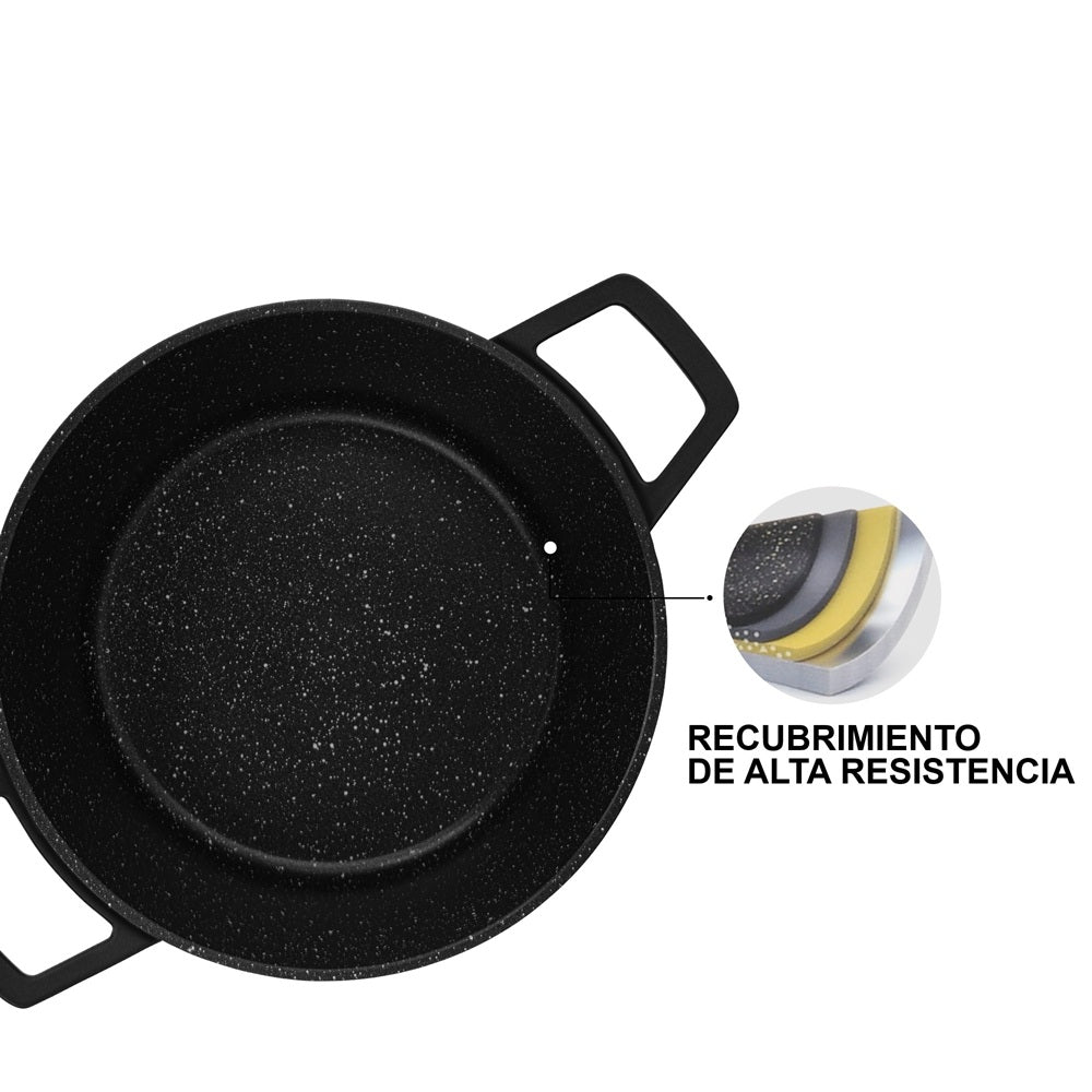 Olla Antiadherente Filomena Con Tapa De Cristal 3.9 litros Fissman10#Negro