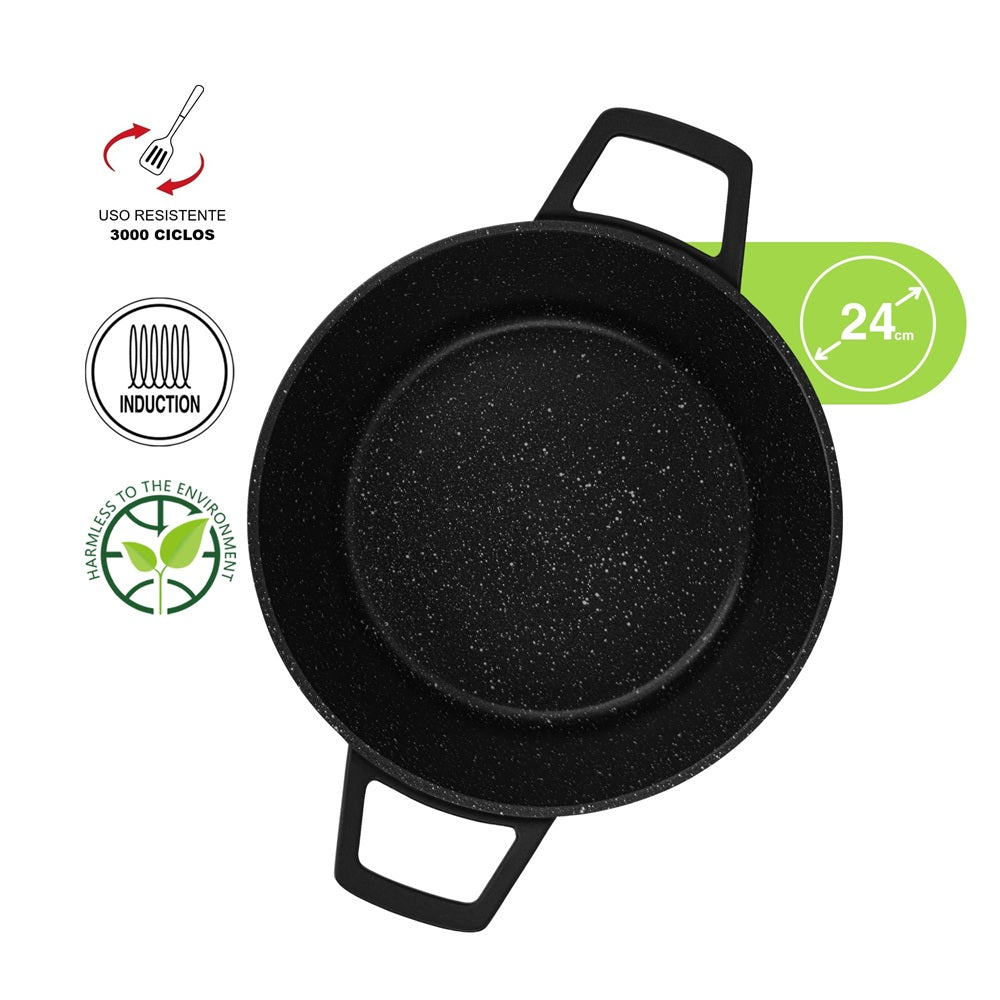 Olla Antiadherente Filomena Con Tapa De Cristal 3.9 litros Fissman11#Negro