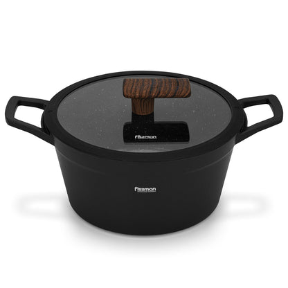 Olla Antiadherente Filomena Con Tapa De Cristal 3.9 litros Fissman3#Negro