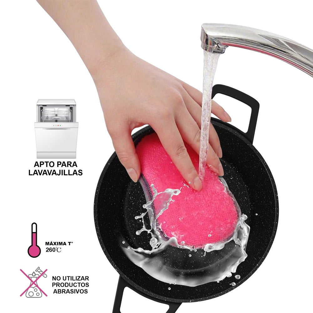 Olla Antiadhrente Filomena con Tapa De Cristal 5.7 Litros Fissman8#Negro