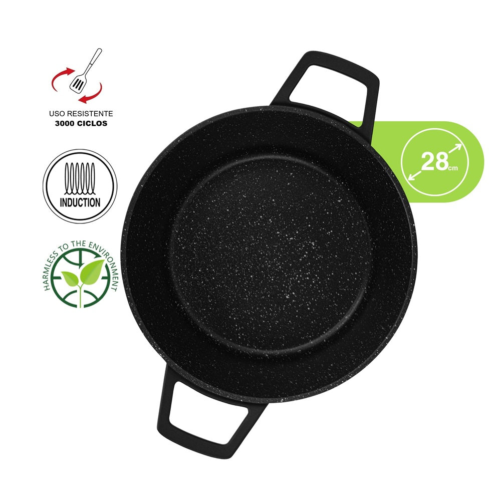 Olla Antiadhrente Filomena con Tapa De Cristal 5.7 Litros Fissman10#Negro