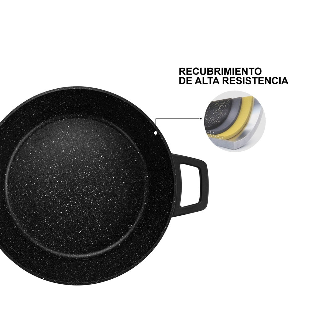 Olla Arrocera Filomena Antiadherente 3.5 litros 28 cm con fondo de inducción Fissman8#Negro