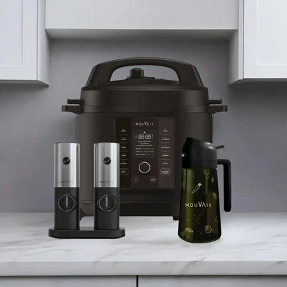 Olla Eléctrica Multifuncional Cook 6 Lts Mouvair + Rociador de aceite + Molinillos sal y Pimienta1#Negro