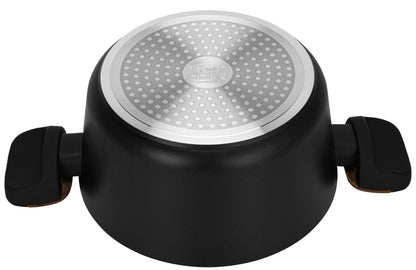 Olla Feorella Con Tapa De Cristal 2.67 Lts Fissman4#Negro