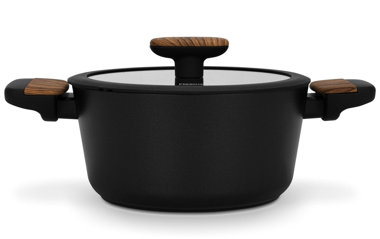 Olla Feorella Con Tapa De Cristal 2.67 Lts Fissman5#Negro