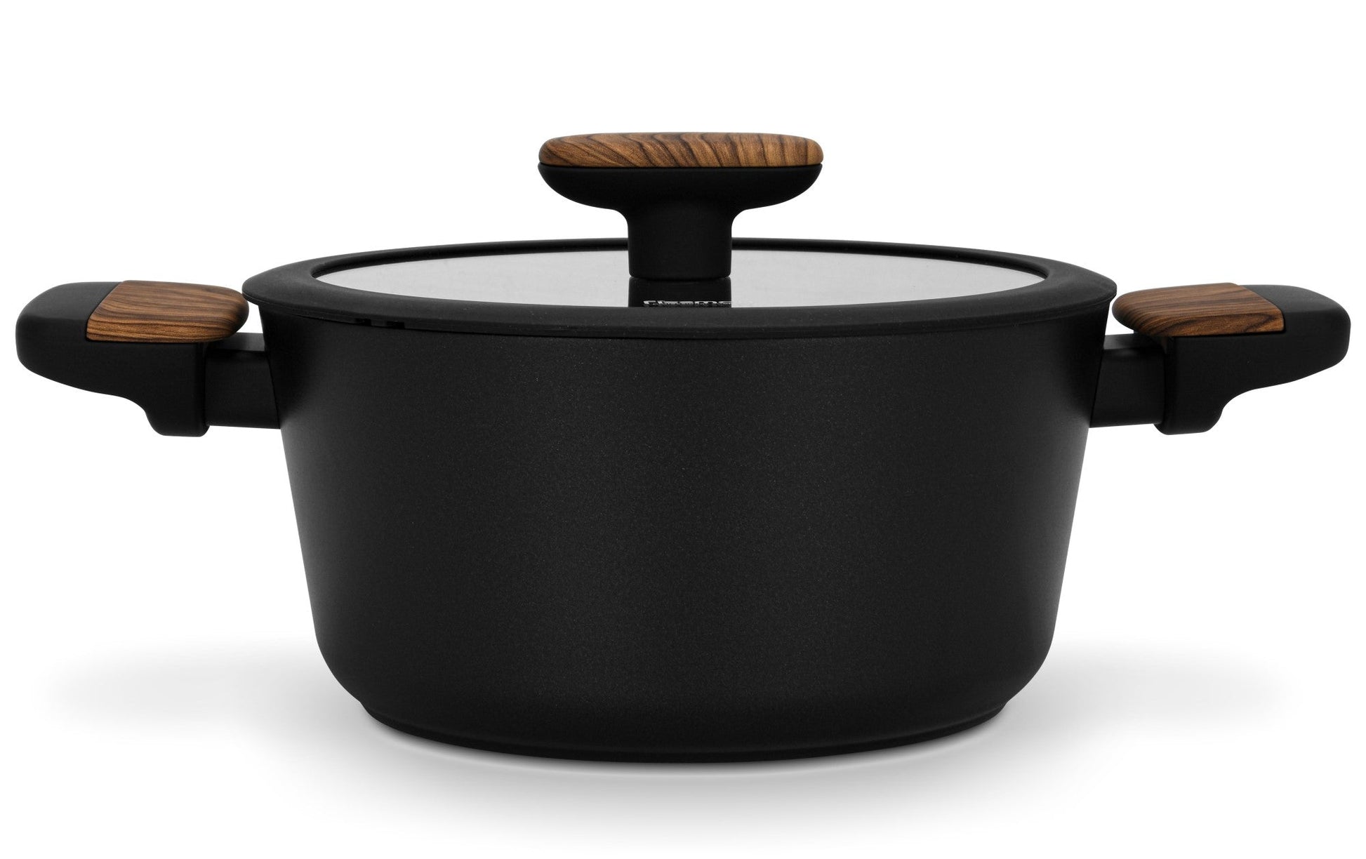 Olla Feorella Con Tapa De Cristal 2.67 Lts Fissman5#Negro
