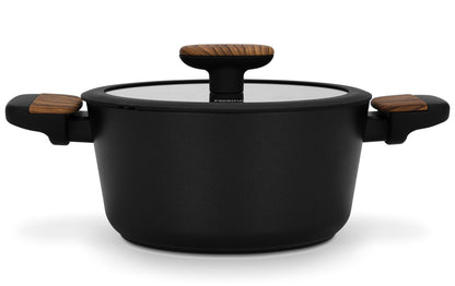 Olla Feorella Con Tapa De Cristal 2.67 Lts Fissman5#Negro
