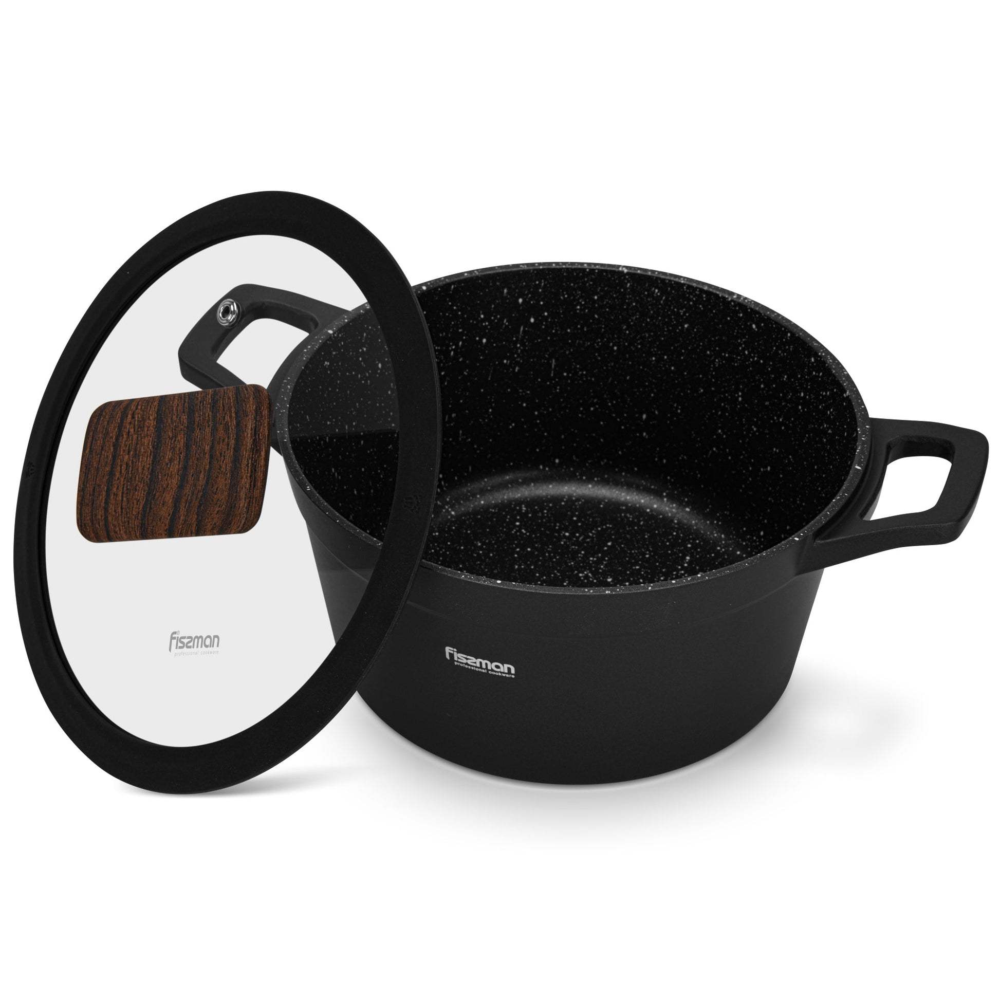 Olla Filomena Con Tapa De Cristal 2.3 Lts Fissman4#Negro