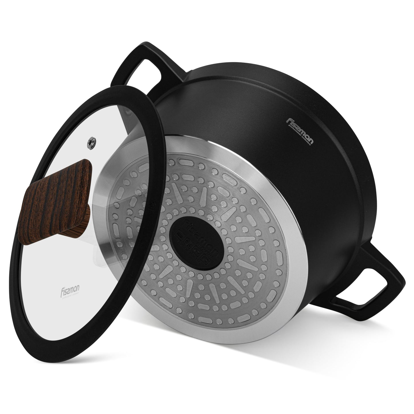 Olla Filomena Con Tapa De Cristal 2.3 Lts Fissman7#Negro