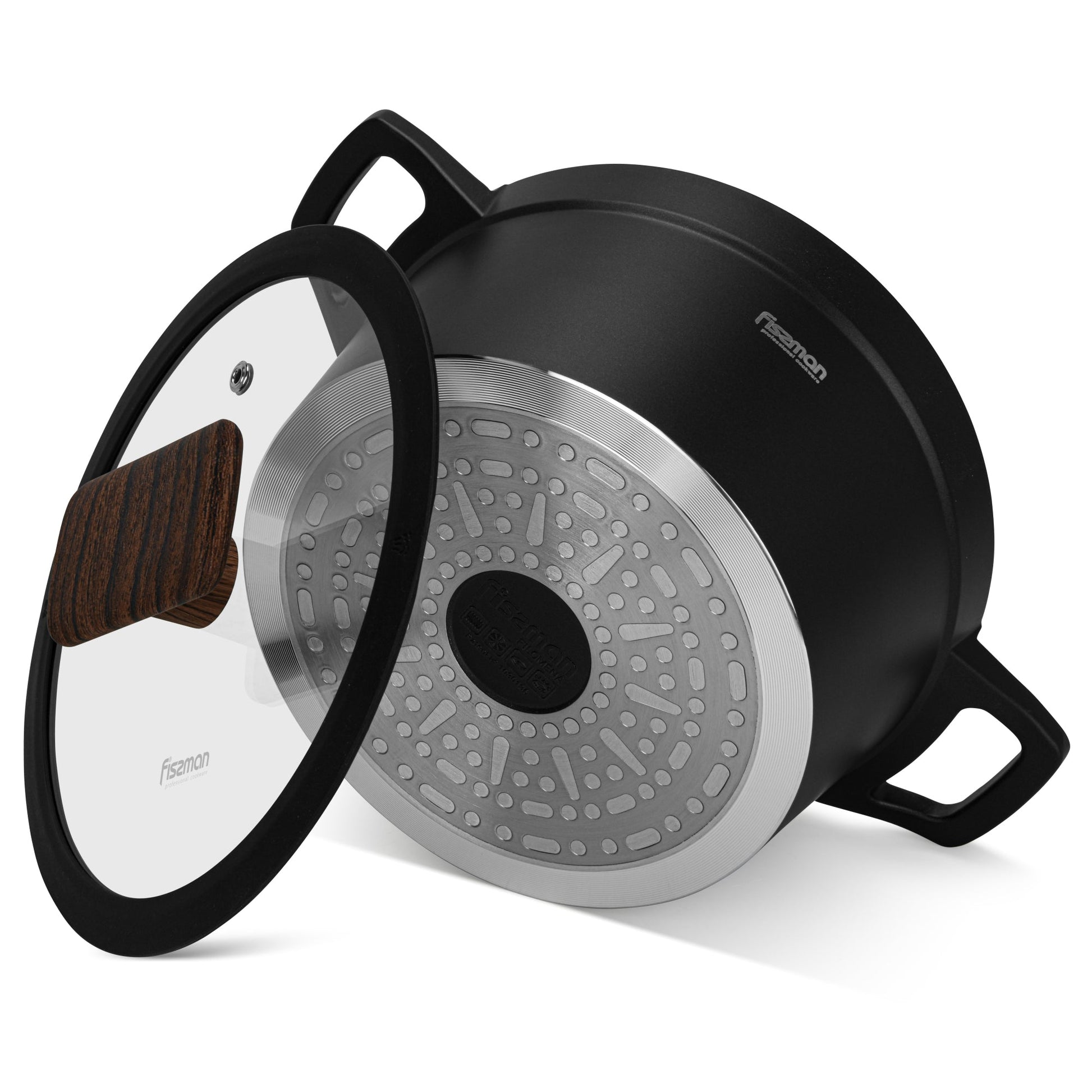 Olla Filomena Con Tapa De Cristal 2.3 Lts Fissman7#Negro