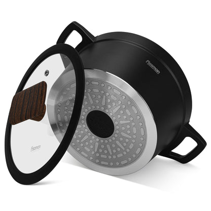 Olla Filomena Con Tapa De Cristal 2.3 Lts Fissman7#Negro