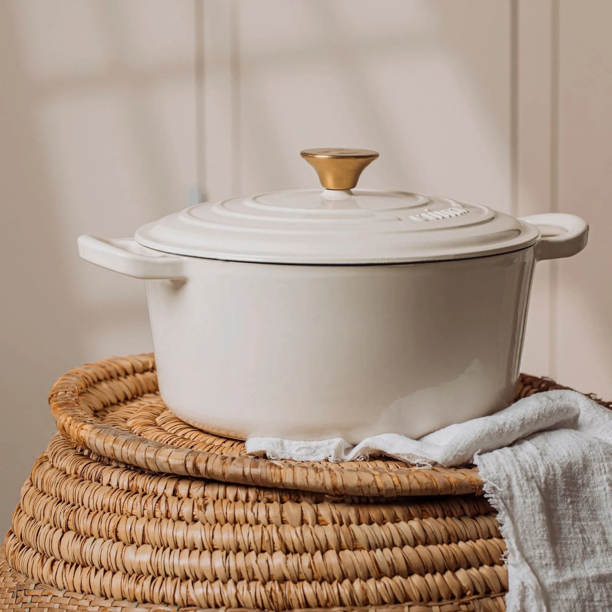 Olla Redonda 26 Cm Hierro Fundido Ivory Cuina1#Blanco