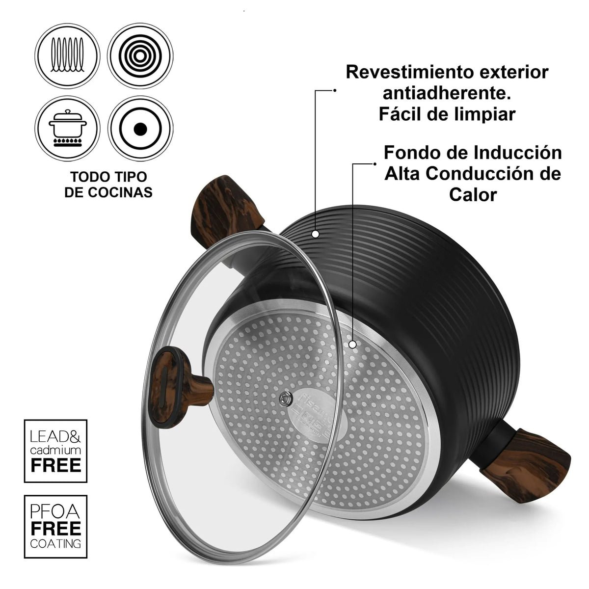 Ollas Antiadherente Premium Cuisine Pro Set Fissman-Baterias (Juegos de ollas)