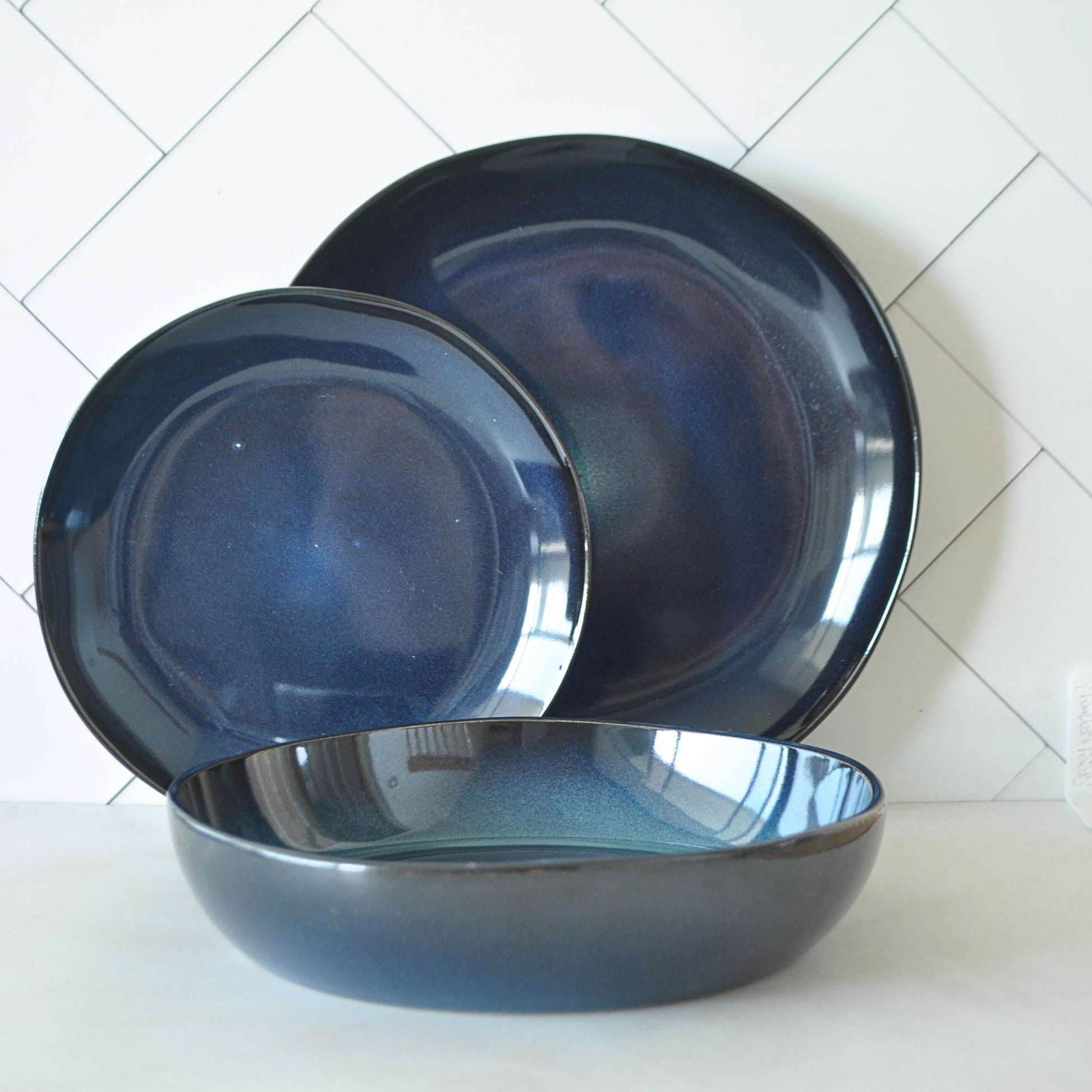 Juego de Loza 18 piezas Vajilla Cerámica Oporto Decoexpress6#Azul